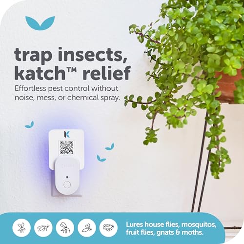 KATCHY Indoor Plug-in Insect Trap - Catcher & Killer for House Flies, Mosquitoes, Fruit Flies, Gnants, and Mosquitos - Chemical-Free, Eco-Friendly, Easy to Clean (2 Pack with 8 Glue Boards)