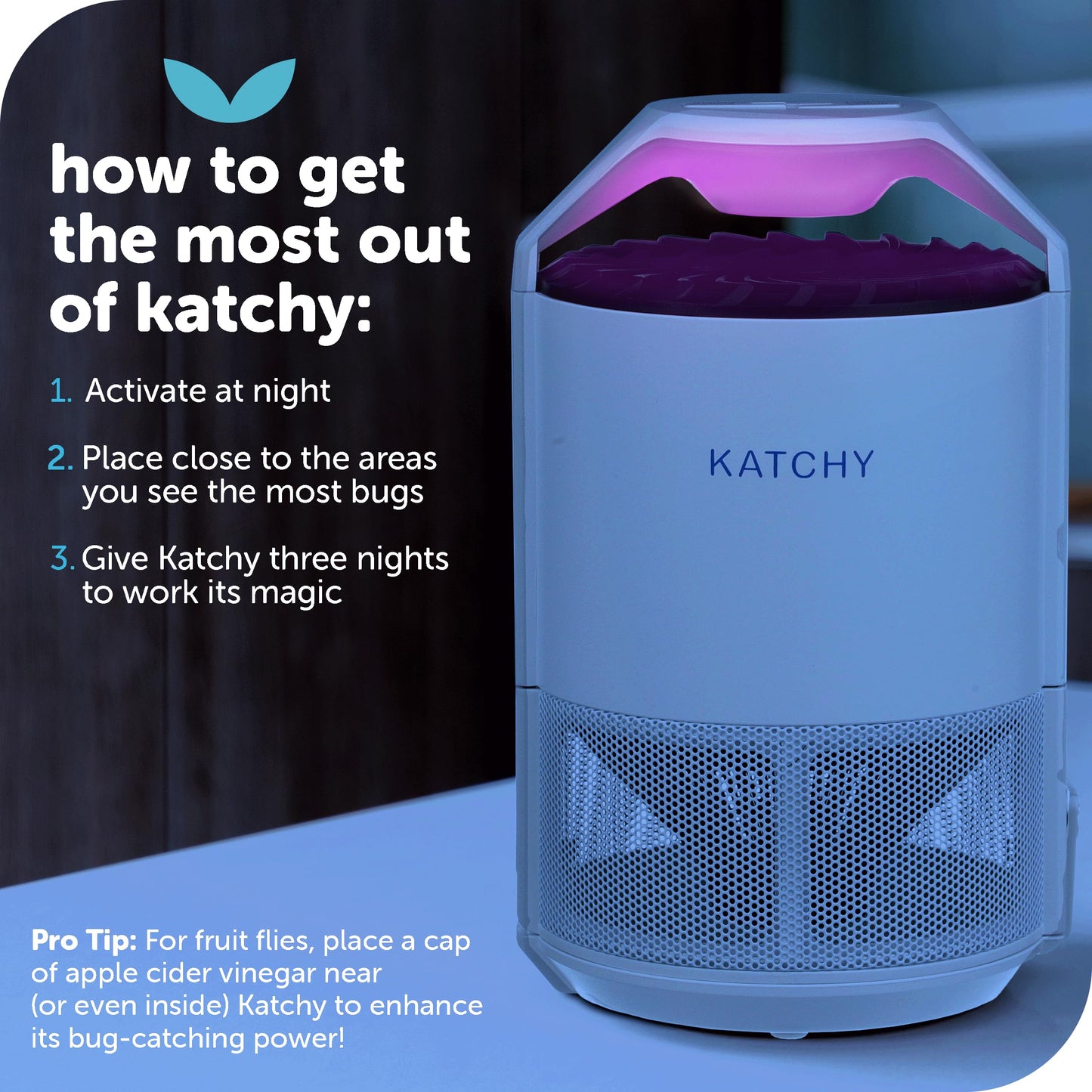 KATCHY Indoor Plug-in Insect Trap - Catcher & Killer for House Flies, Mosquitoes, Fruit Flies, Gnants, and Mosquitos - Chemical-Free, Eco-Friendly, Easy to Clean (2 Pack with 8 Glue Boards)